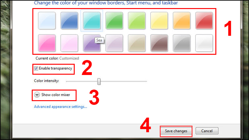 T&ugrave;y chỉnh m&agrave;u sắc cho theme